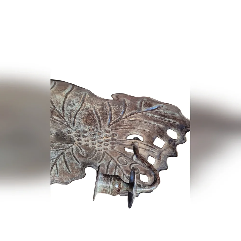 Vintage Candle Wall Sconce Grape Leaf